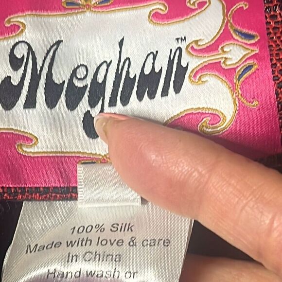 Meghan Silk Lace-Trim Dark Blue  Gown Dress 4 (024) - Picture 14 of 15